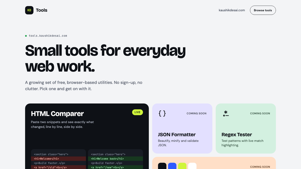 Screenshot of tools.kaushikdesai.com